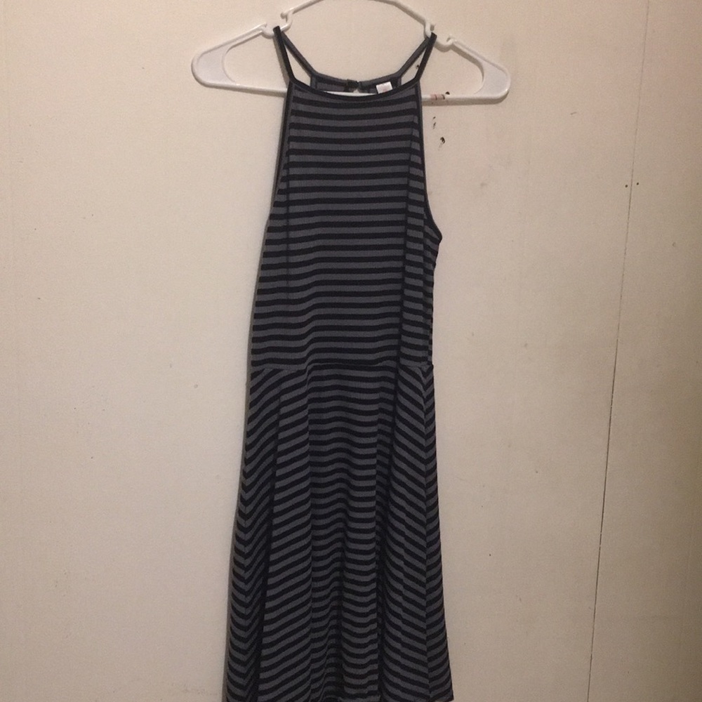 Black and Grey striped maxi dress